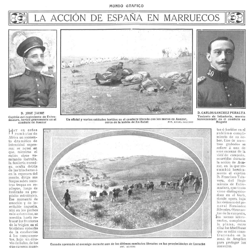 Portada de El Mundo Gráfico, en la que se narra un enfrentamiento bélico con tono heroico