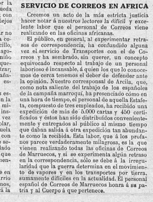 Recorte de la revista El Mundo Gráfico, en la que se relata la saturación de cartas del servicio de correos a causa de la guerra.