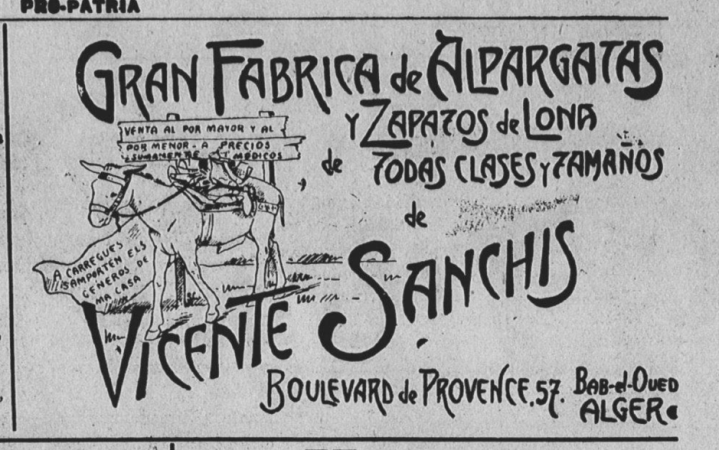 Anuncio de alpargatas de producción española en la prensa argelina